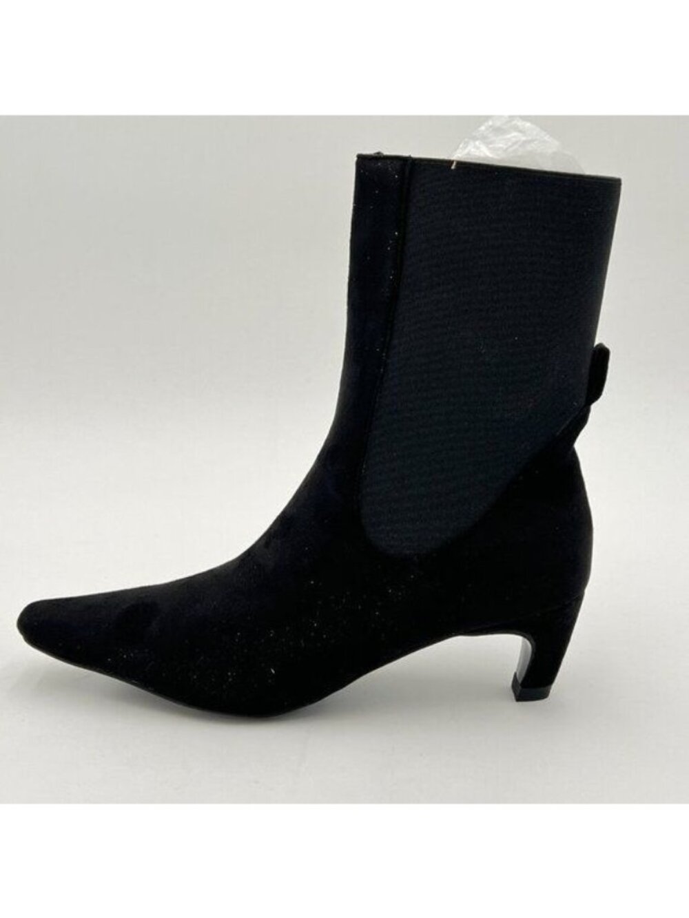 Milooey Shoes Women's Square Toe Ankle Boots Comfy Low Heel Elastic Boots